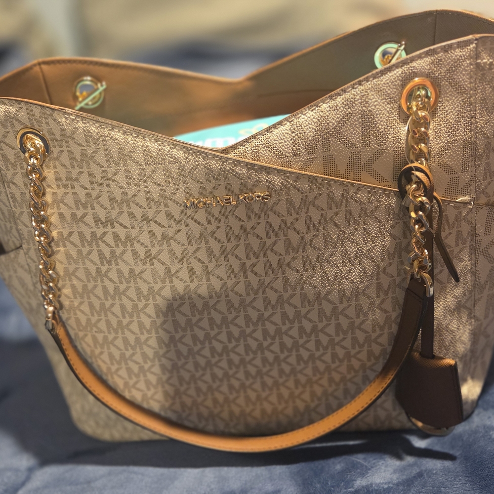 Michael Kors Beige and Gold Tote